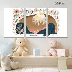 2D flat 1pc Patriotic Eagle Floral Wall Art Canvas Prints for Living Room Bedroom Home Decor Farmhouse Style Gallery Wrapped Modern Artwork