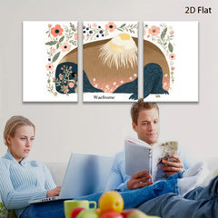 2D flat 1pc Patriotic Eagle Floral Wall Art Canvas Prints for Living Room Bedroom Home Decor Farmhouse Style Gallery Wrapped Modern Artwork