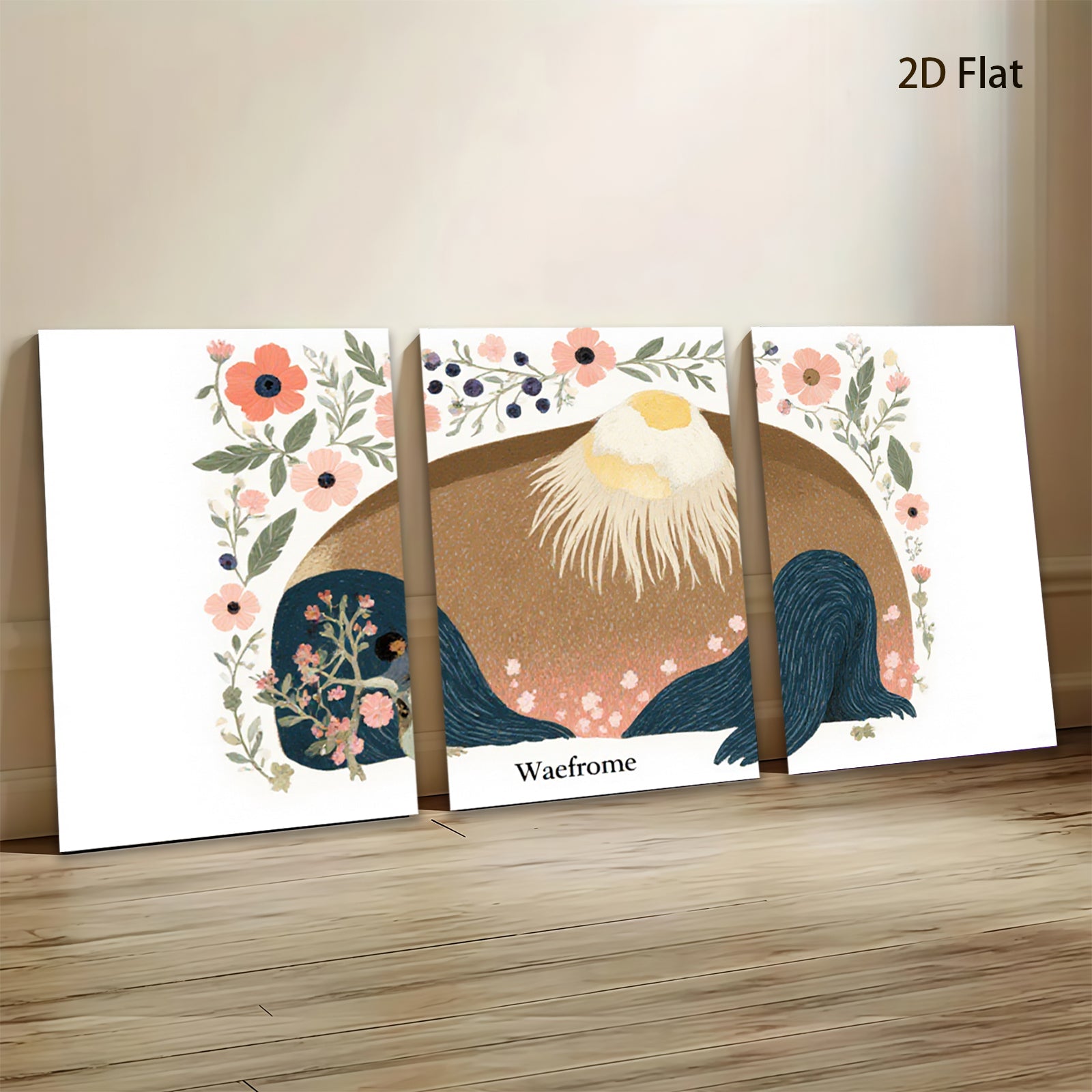 2D flat 1pc Patriotic Eagle Floral Wall Art Canvas Prints for Living Room Bedroom Home Decor Farmhouse Style Gallery Wrapped Modern Artwork