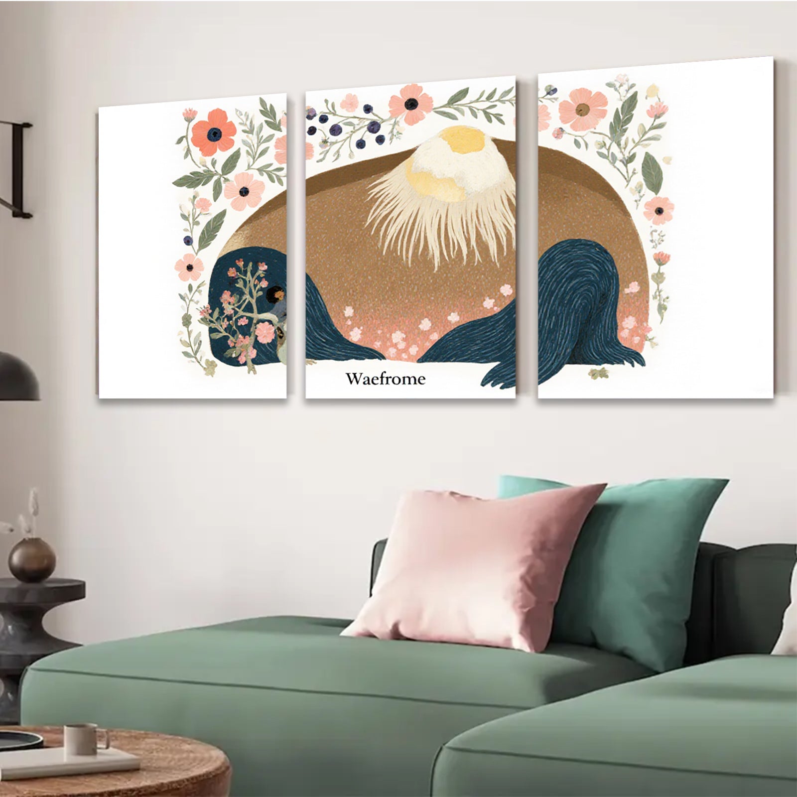 2D flat 1pc Patriotic Eagle Floral Wall Art Canvas Prints for Living Room Bedroom Home Decor Farmhouse Style Gallery Wrapped Modern Artwork