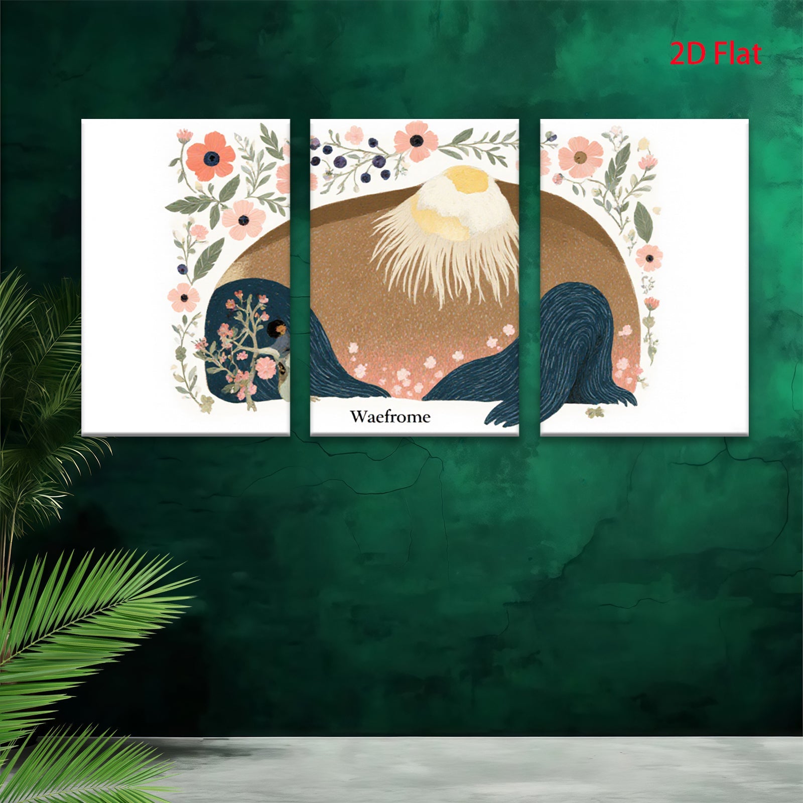2D flat 1pc Patriotic Eagle Floral Wall Art Canvas Prints for Living Room Bedroom Home Decor Farmhouse Style Gallery Wrapped Modern Artwork