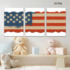 2D flat 1pc Patriotic Woven Texture American Flag Wall Art Decor Living Room Bedroom Modern Farmhouse Style Canvas Prints Home D��cor Gift Ideas