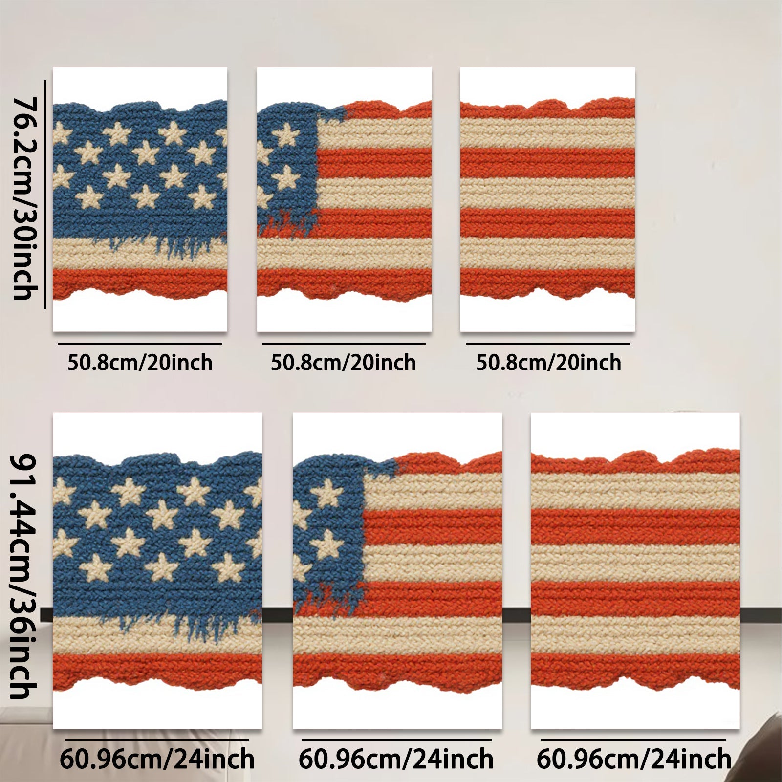 2D flat 1pc Patriotic Woven Texture American Flag Wall Art Decor Living Room Bedroom Modern Farmhouse Style Canvas Prints Home D��cor Gift Ideas