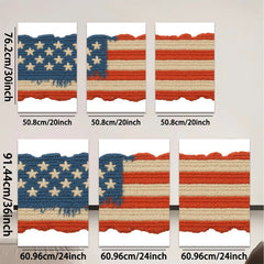 2D flat 1pc Patriotic Woven Texture American Flag Wall Art Decor Living Room Bedroom Modern Farmhouse Style Canvas Prints Home D��cor Gift Ideas