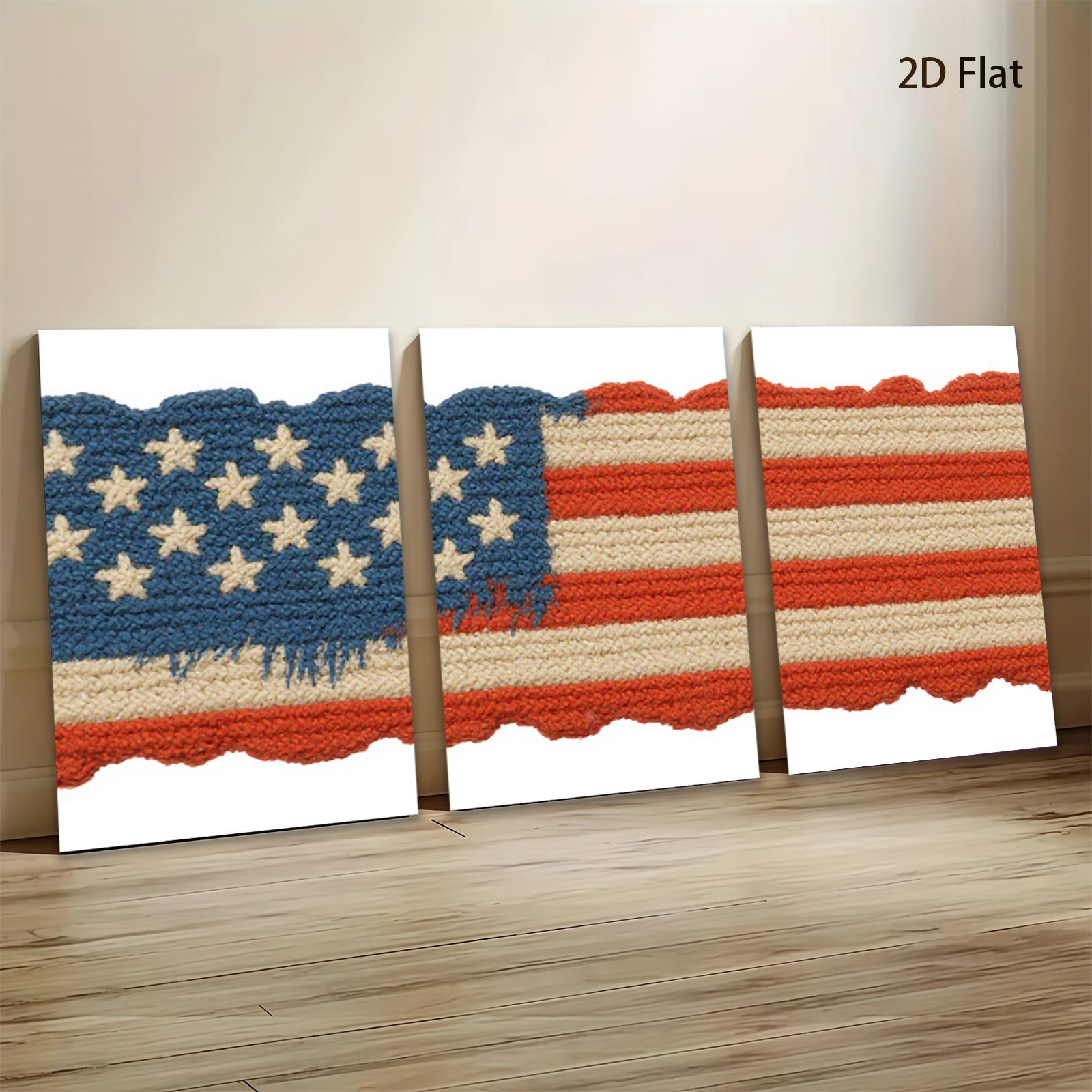 2D flat 1pc Patriotic Woven Texture American Flag Wall Art Decor Living Room Bedroom Modern Farmhouse Style Canvas Prints Home D��cor Gift Ideas