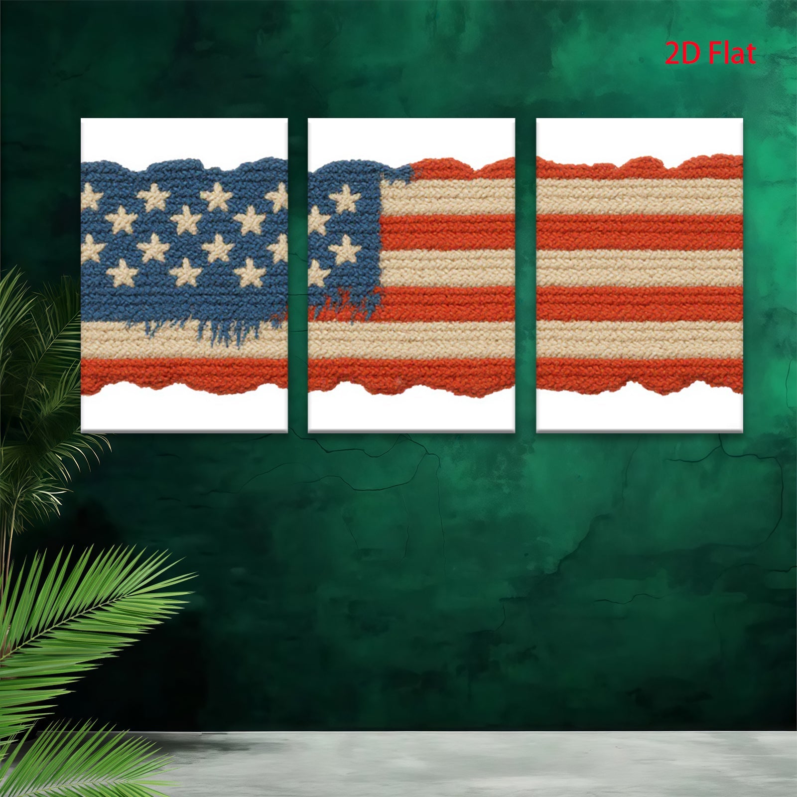 2D flat 1pc Patriotic Woven Texture American Flag Wall Art Decor Living Room Bedroom Modern Farmhouse Style Canvas Prints Home D��cor Gift Ideas