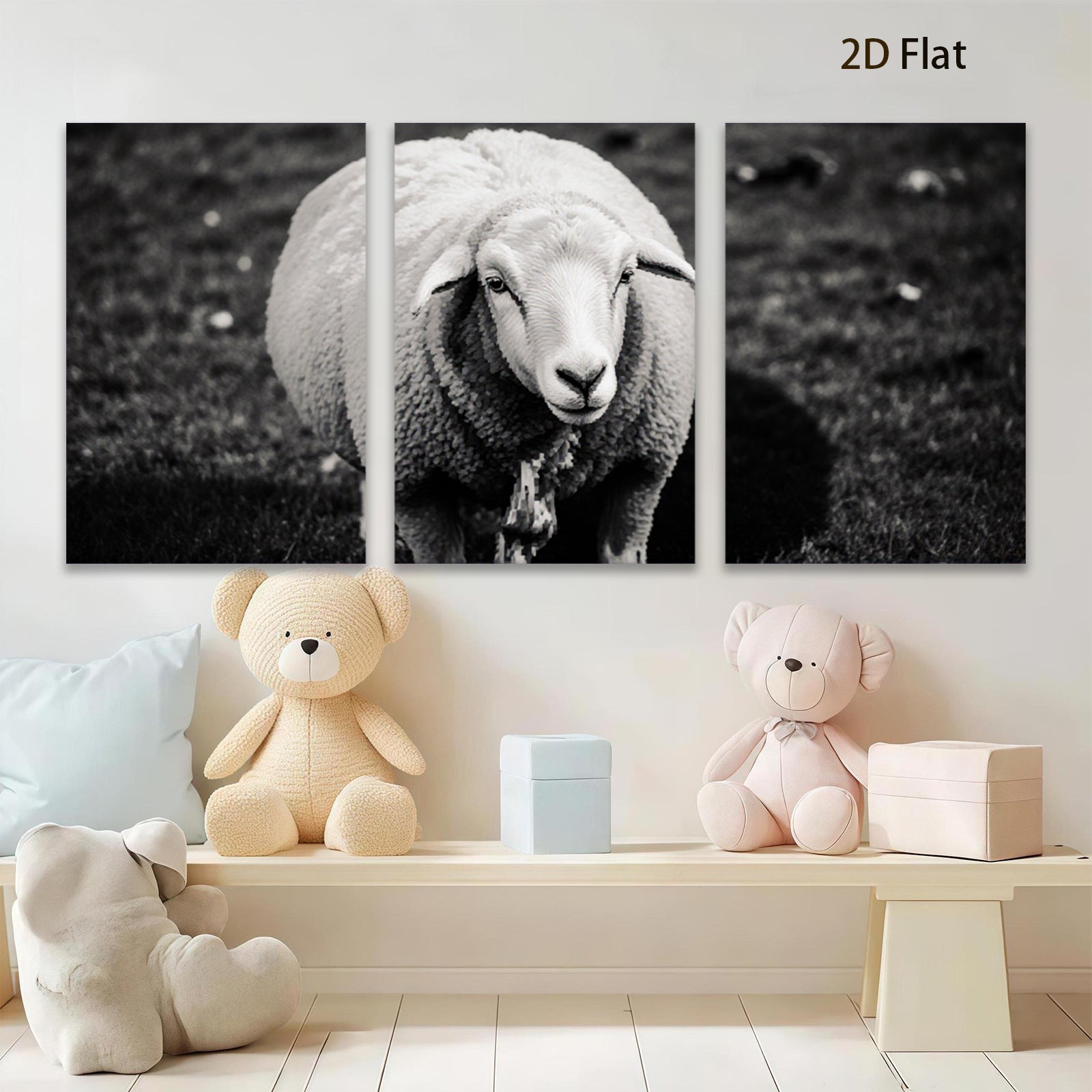 2D flat 1pc Peaceful Farm Animal Portrait Wall Decor for Living Room Bedroom Gallery Wrapped Canvas Prints Modern Farmhouse Style Rustic Chic Home Decor