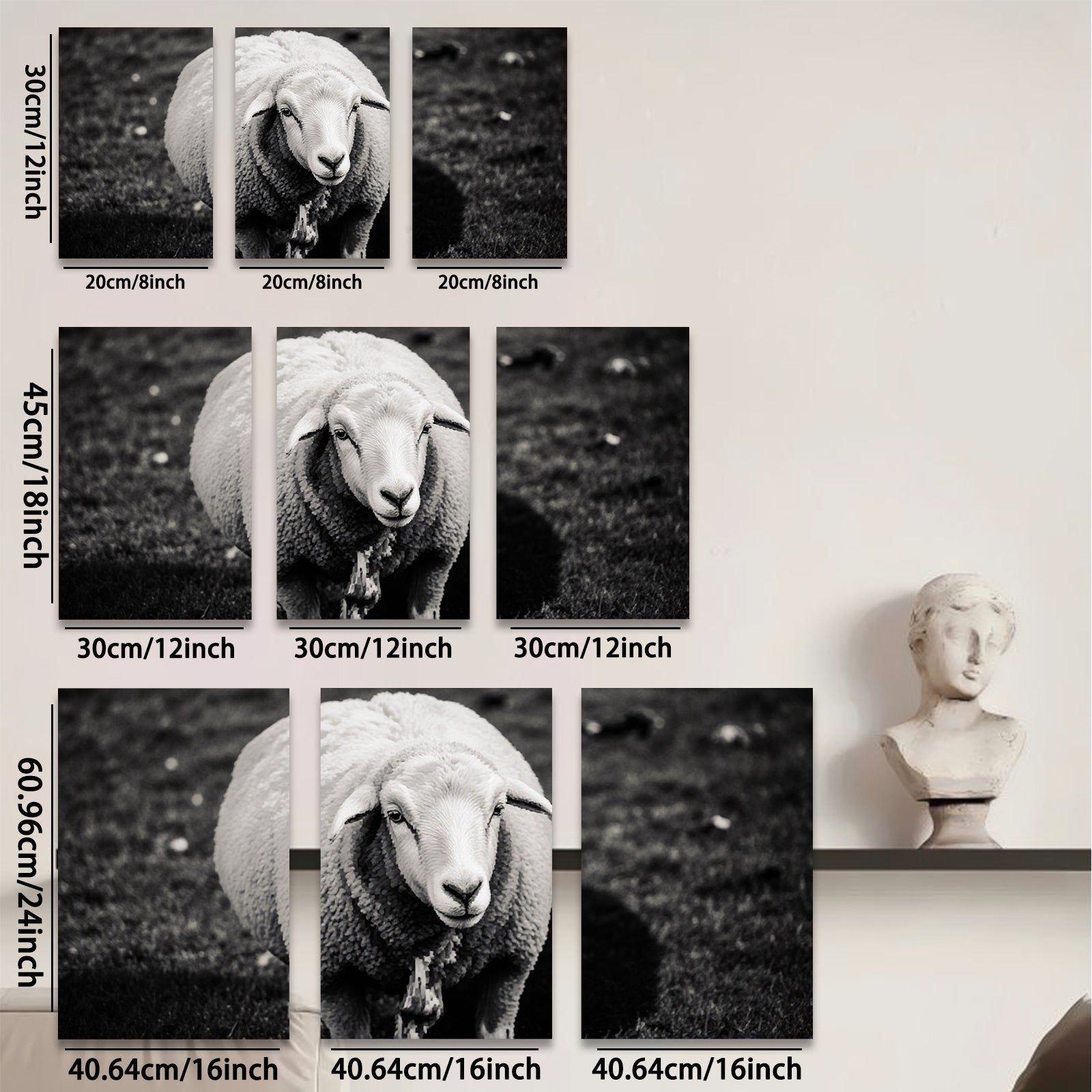 2D flat 1pc Peaceful Farm Animal Portrait Wall Decor for Living Room Bedroom Gallery Wrapped Canvas Prints Modern Farmhouse Style Rustic Chic Home Decor