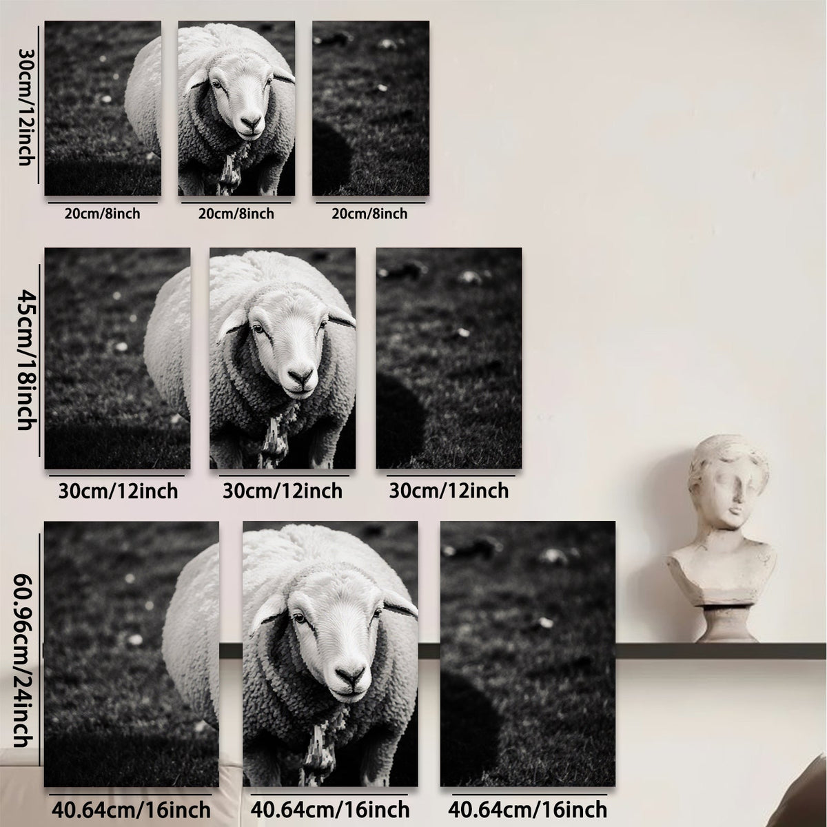 2D flat 1pc Peaceful Farm Animal Portrait Wall Decor for Living Room Bedroom Gallery Wrapped Canvas Prints Modern Farmhouse Style Rustic Chic Home Decor
