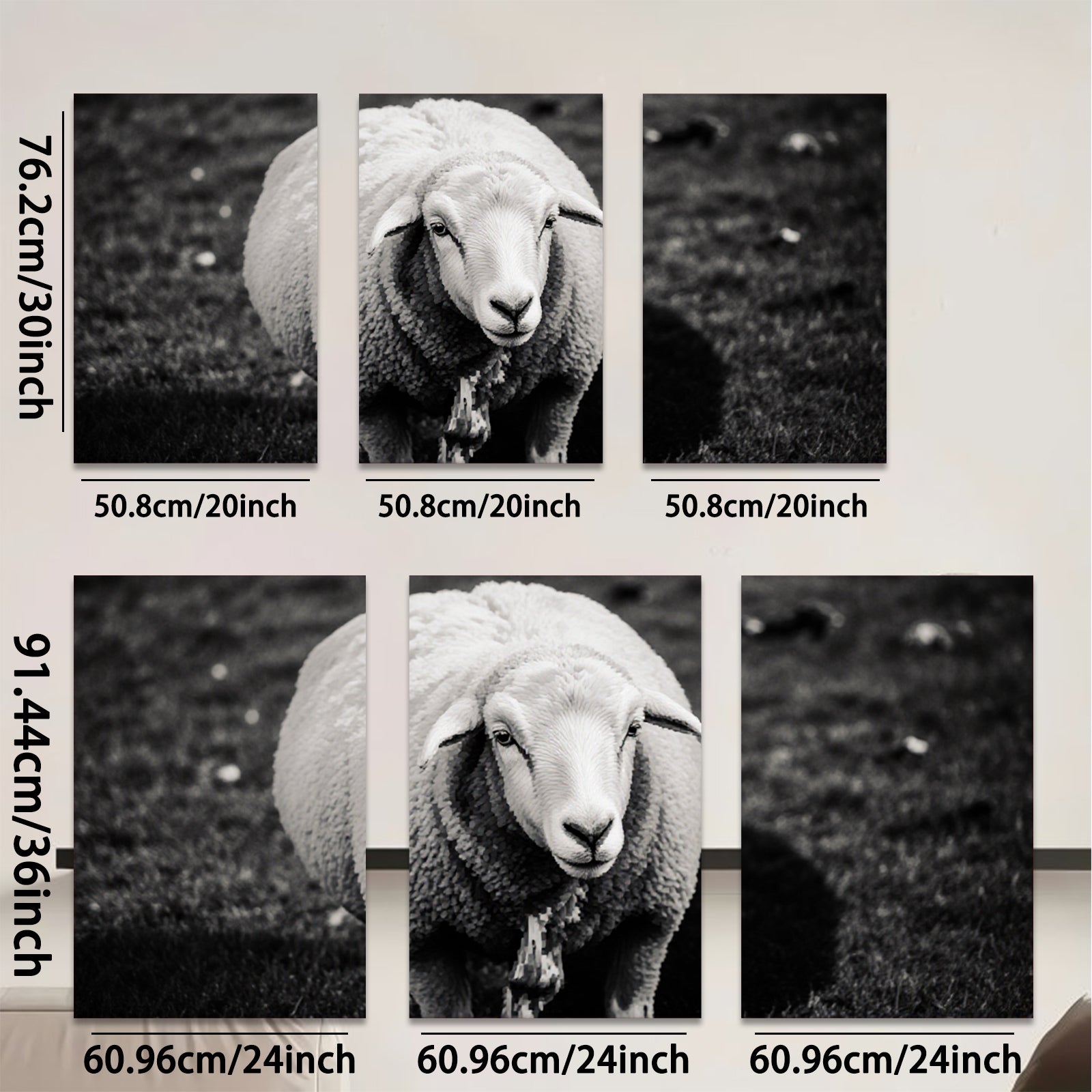 2D flat 1pc Peaceful Farm Animal Portrait Wall Decor for Living Room Bedroom Gallery Wrapped Canvas Prints Modern Farmhouse Style Rustic Chic Home Decor