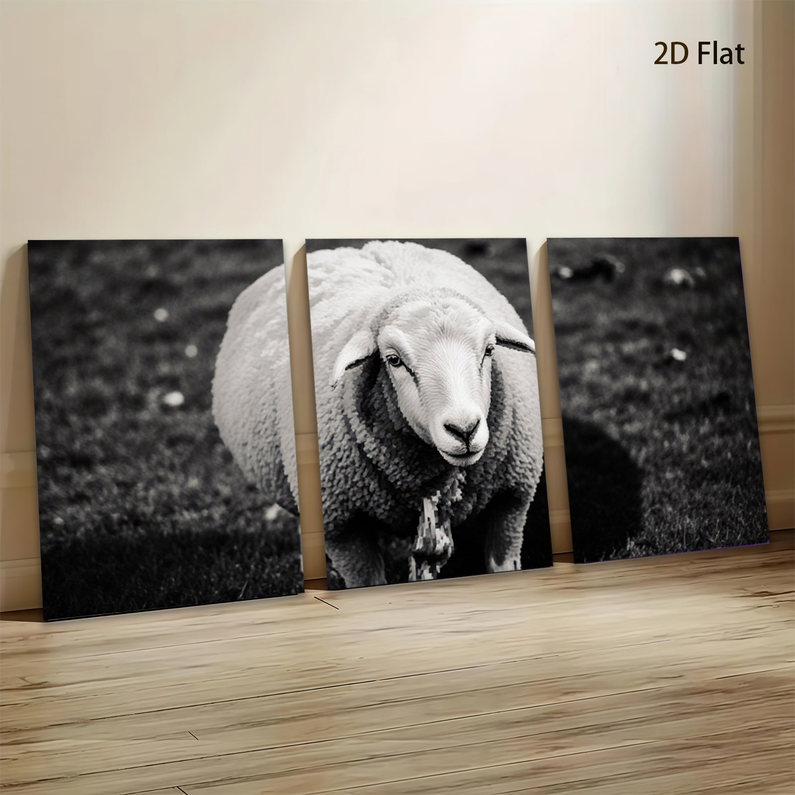2D flat 1pc Peaceful Farm Animal Portrait Wall Decor for Living Room Bedroom Gallery Wrapped Canvas Prints Modern Farmhouse Style Rustic Chic Home Decor