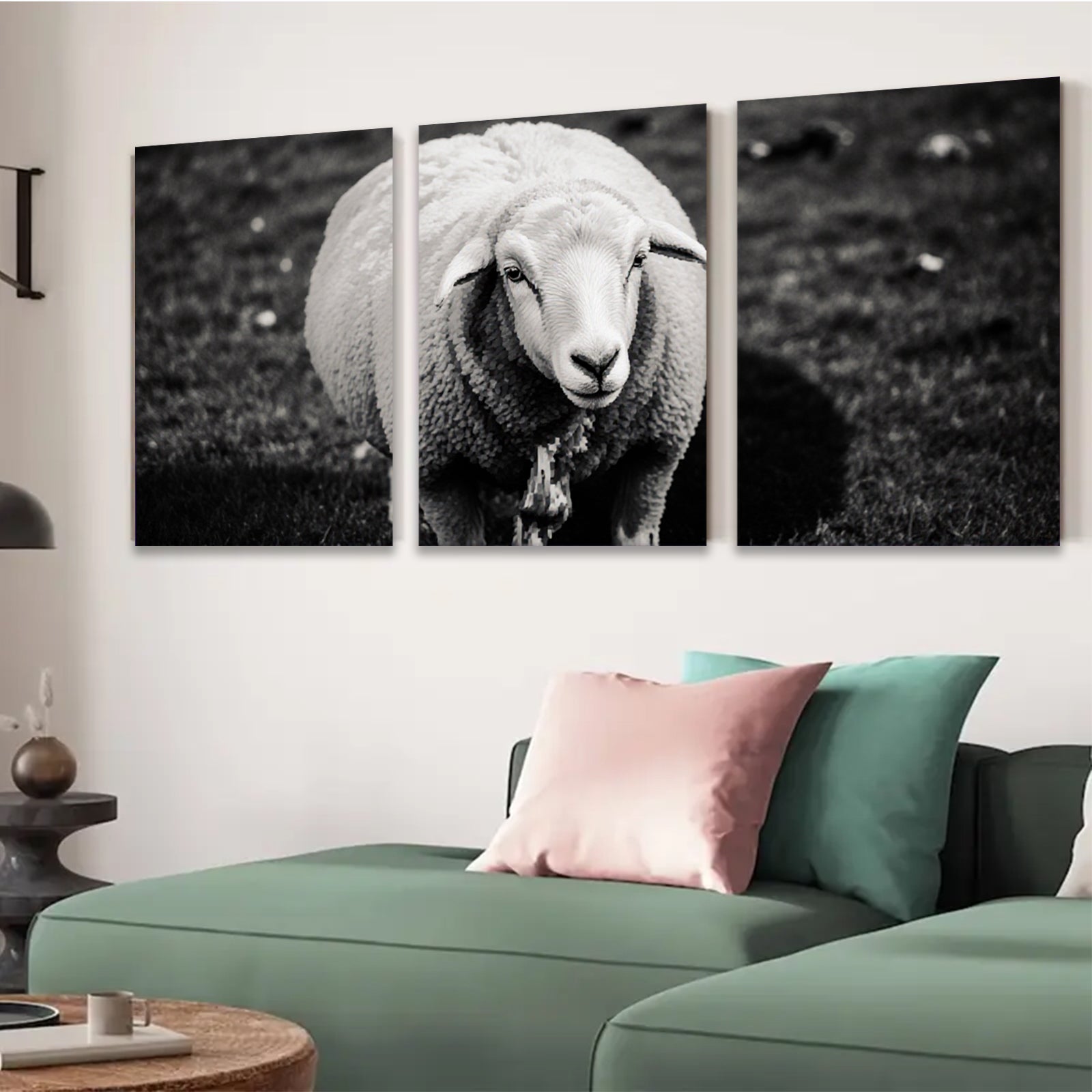 2D flat 1pc Peaceful Farm Animal Portrait Wall Decor for Living Room Bedroom Gallery Wrapped Canvas Prints Modern Farmhouse Style Rustic Chic Home Decor