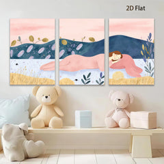 2D flat 1pc Peaceful Meadow Nap Floral Wall Art Living Room Bedroom Decor Farmhouse Style Canvas Prints Cozy Aesthetic Home Accents
