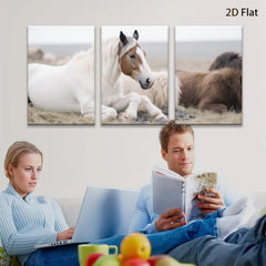 2D flat 1pc Peaceful White Horse Resting with Friends Farmhouse Wall Art Living Room Bedroom Decor Canvas Prints Modern Rustic Home Decorations
