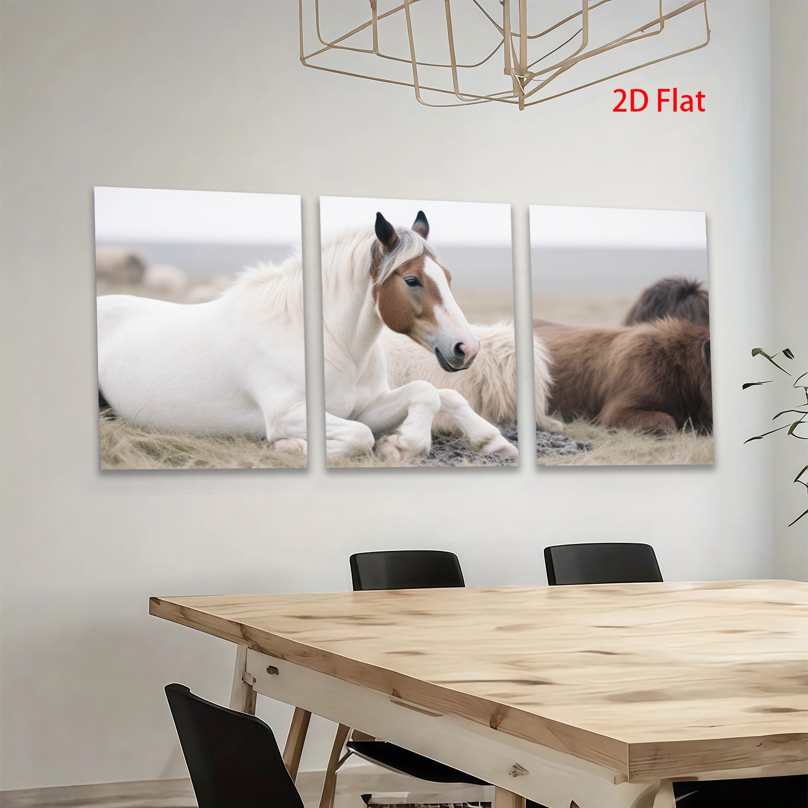 2D flat 1pc Peaceful White Horse Resting with Friends Farmhouse Wall Art Living Room Bedroom Decor Canvas Prints Modern Rustic Home Decorations
