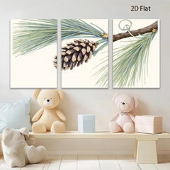 2D flat 1pc Pinecone Branch Nature Wall Art Botanical Decor Living Room Bedroom Gallery Wrapped Canvas Print Modern Farmhouse Rustic Coastal Home Decor