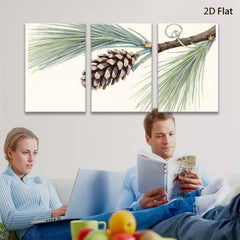 2D flat 1pc Pinecone Branch Nature Wall Art Botanical Decor Living Room Bedroom Gallery Wrapped Canvas Print Modern Farmhouse Rustic Coastal Home Decor