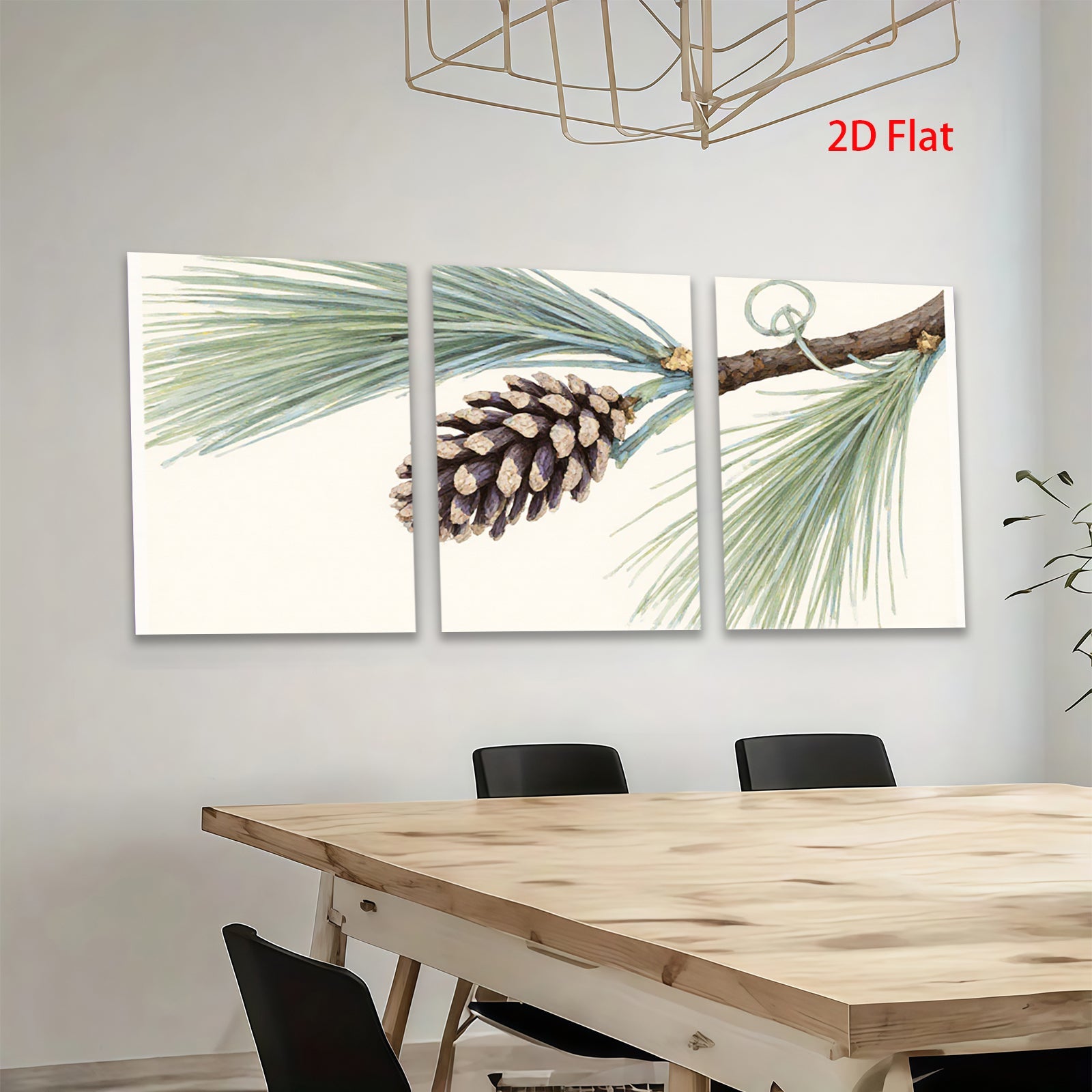 2D flat 1pc Pinecone Branch Nature Wall Art Botanical Decor Living Room Bedroom Gallery Wrapped Canvas Print Modern Farmhouse Rustic Coastal Home Decor