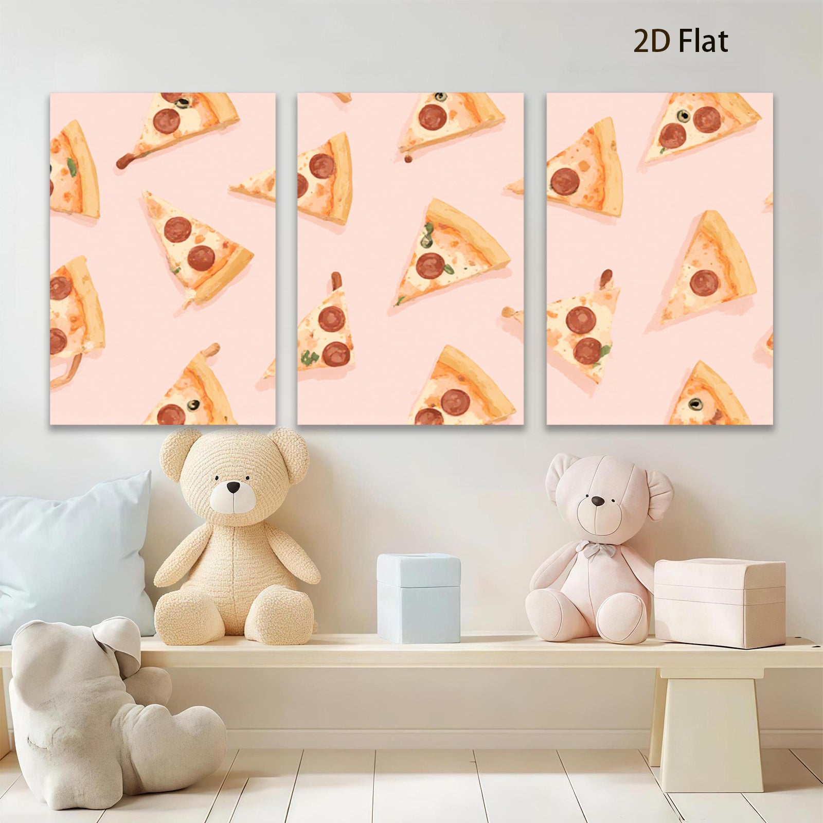 2D flat 1pc Pizza Slice Pattern Wall Art Kitchen Decor Dining Room Canvas Print Modern Farmhouse Style Living Room Artwork Cozy Home Decor Gallery Wrapped