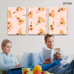 2D flat 1pc Pizza Slice Pattern Wall Art Kitchen Decor Dining Room Canvas Print Modern Farmhouse Style Living Room Artwork Cozy Home Decor Gallery Wrapped