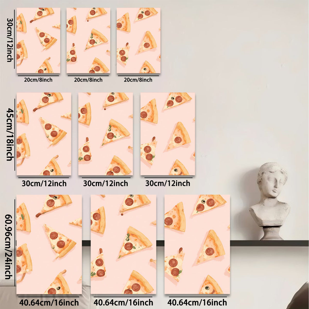 2D flat 1pc Pizza Slice Pattern Wall Art Kitchen Decor Dining Room Canvas Print Modern Farmhouse Style Living Room Artwork Cozy Home Decor Gallery Wrapped