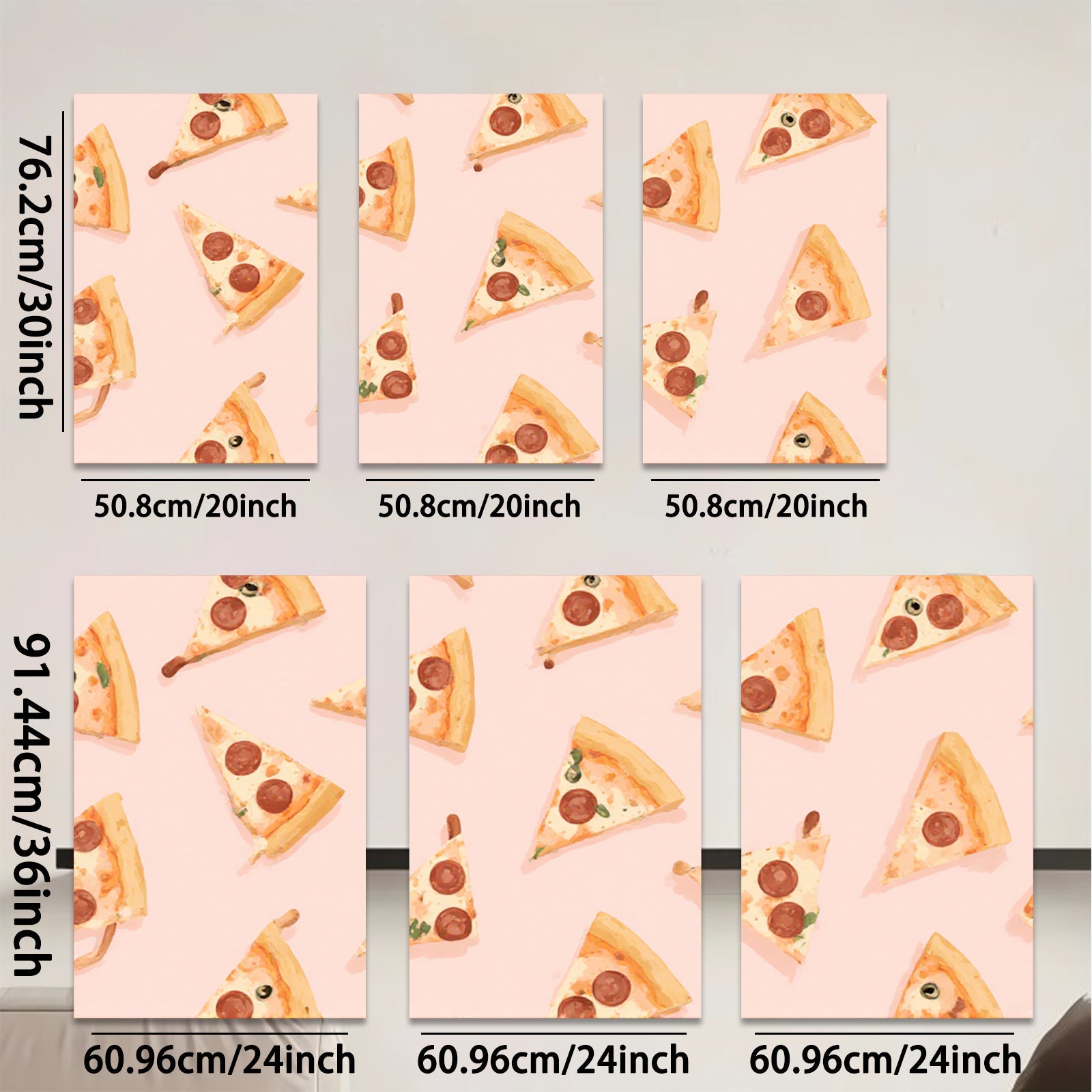 2D flat 1pc Pizza Slice Pattern Wall Art Kitchen Decor Dining Room Canvas Print Modern Farmhouse Style Living Room Artwork Cozy Home Decor Gallery Wrapped