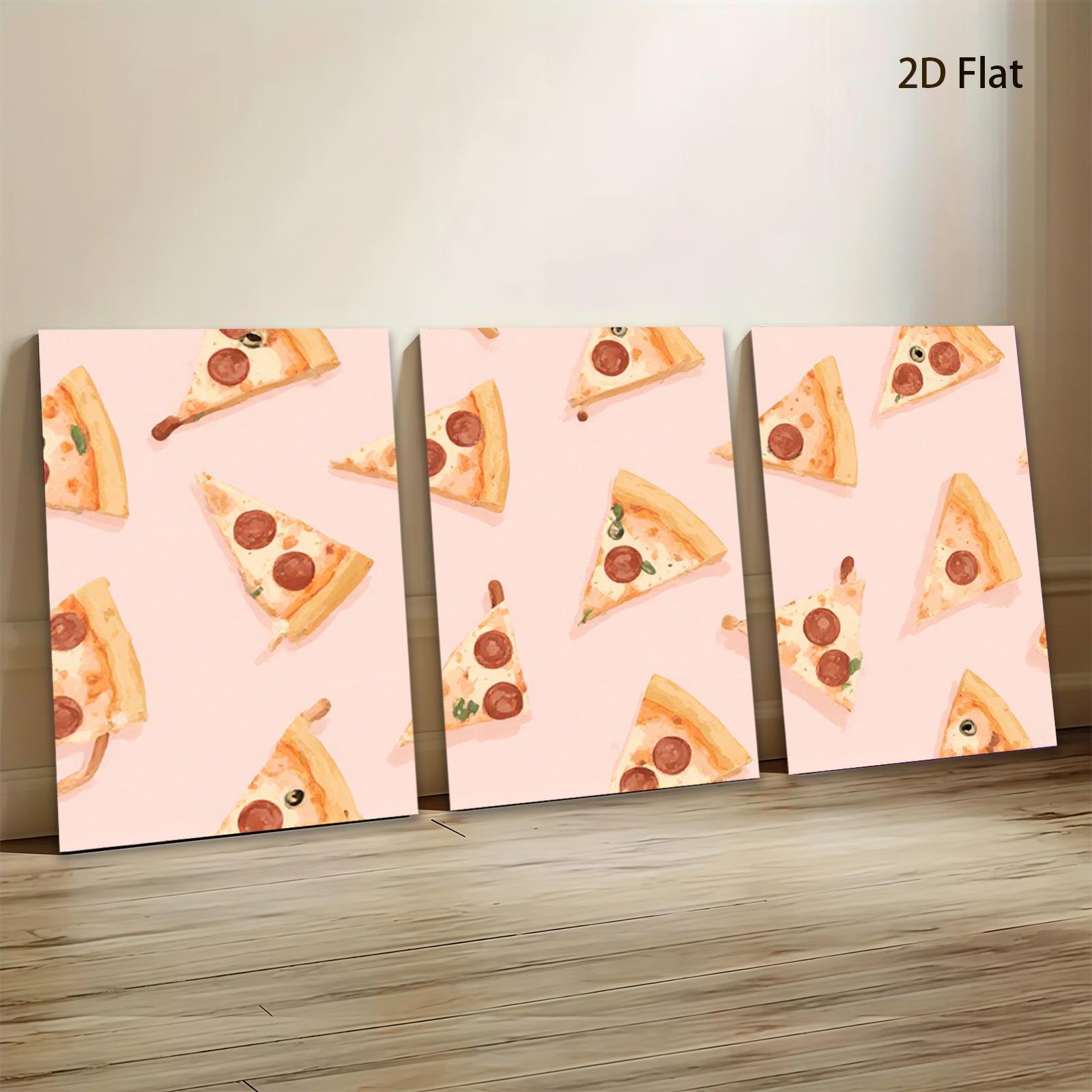 2D flat 1pc Pizza Slice Pattern Wall Art Kitchen Decor Dining Room Canvas Print Modern Farmhouse Style Living Room Artwork Cozy Home Decor Gallery Wrapped