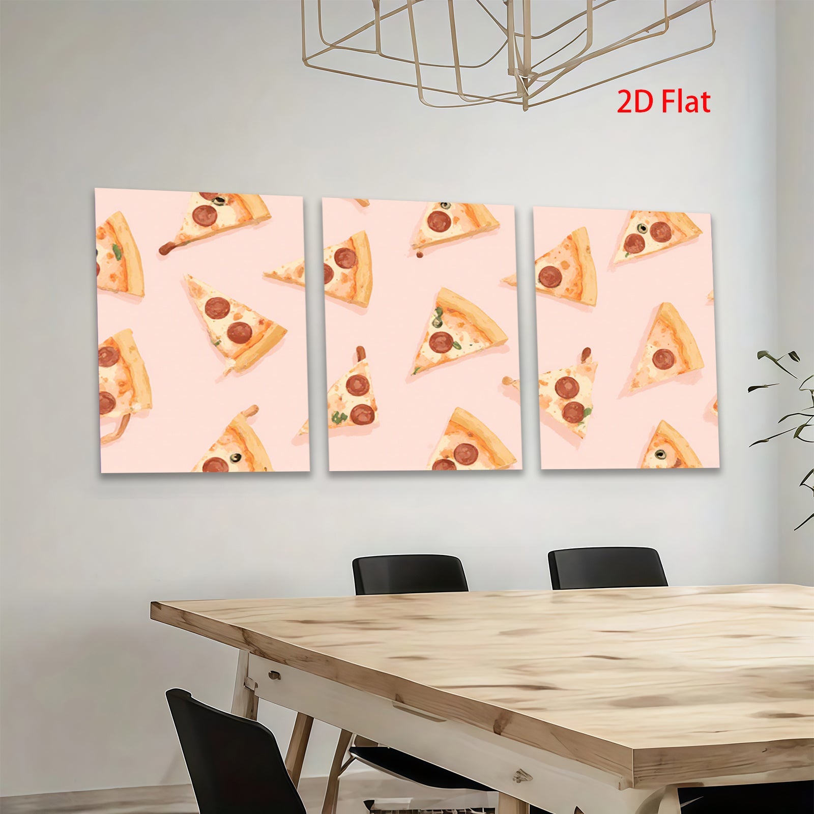2D flat 1pc Pizza Slice Pattern Wall Art Kitchen Decor Dining Room Canvas Print Modern Farmhouse Style Living Room Artwork Cozy Home Decor Gallery Wrapped