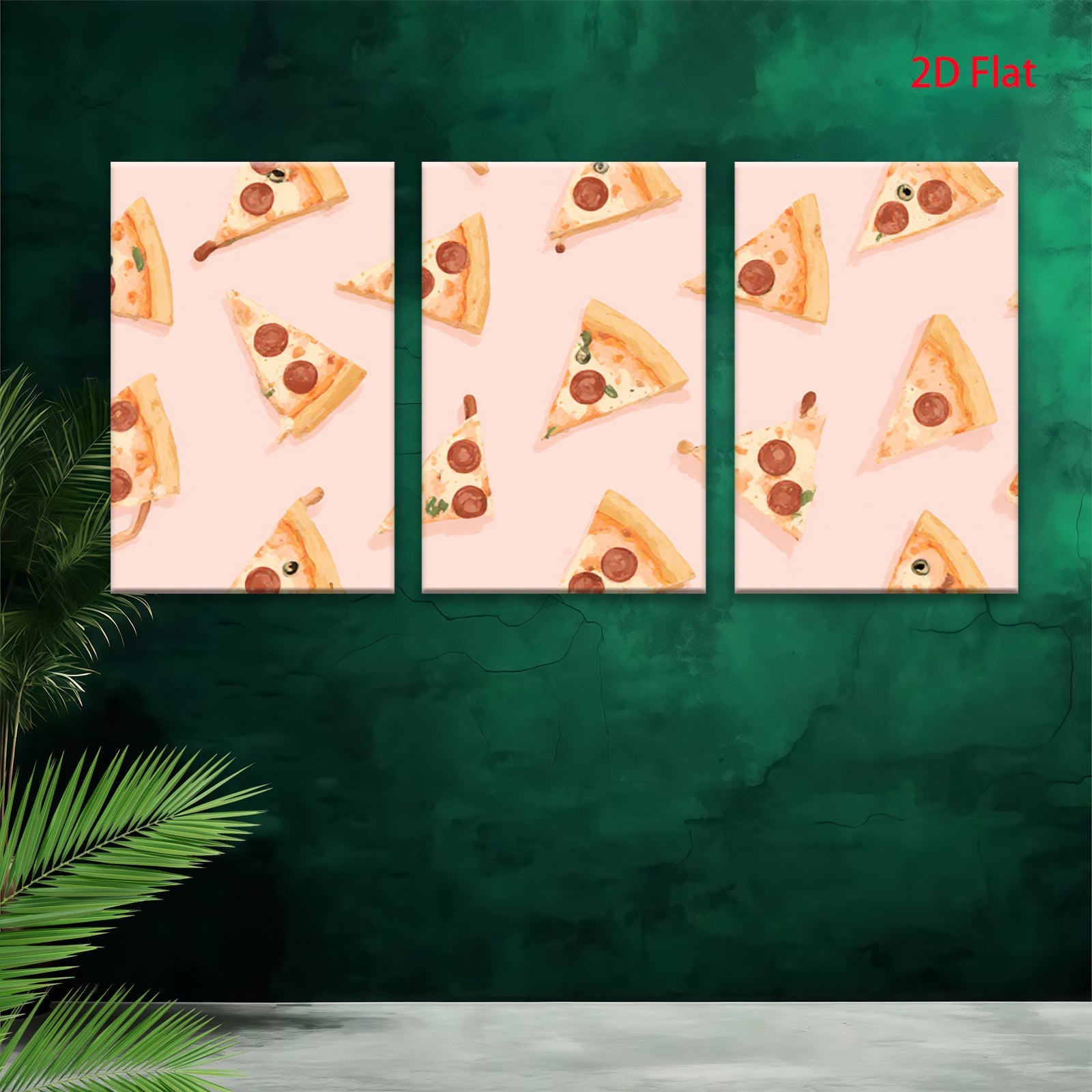 2D flat 1pc Pizza Slice Pattern Wall Art Kitchen Decor Dining Room Canvas Print Modern Farmhouse Style Living Room Artwork Cozy Home Decor Gallery Wrapped