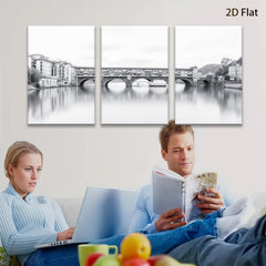 2D flat 1pc Ponte Vecchio Florence Italy scenic waterway reflection wall art living room bedroom decor farmhouse style gallery wrapped canvas prints modern minimalist aesthetic