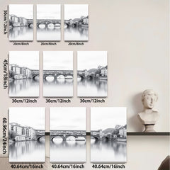 2D flat 1pc Ponte Vecchio Florence Italy scenic waterway reflection wall art living room bedroom decor farmhouse style gallery wrapped canvas prints modern minimalist aesthetic