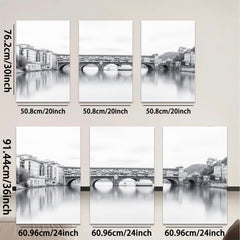 2D flat 1pc Ponte Vecchio Florence Italy scenic waterway reflection wall art living room bedroom decor farmhouse style gallery wrapped canvas prints modern minimalist aesthetic