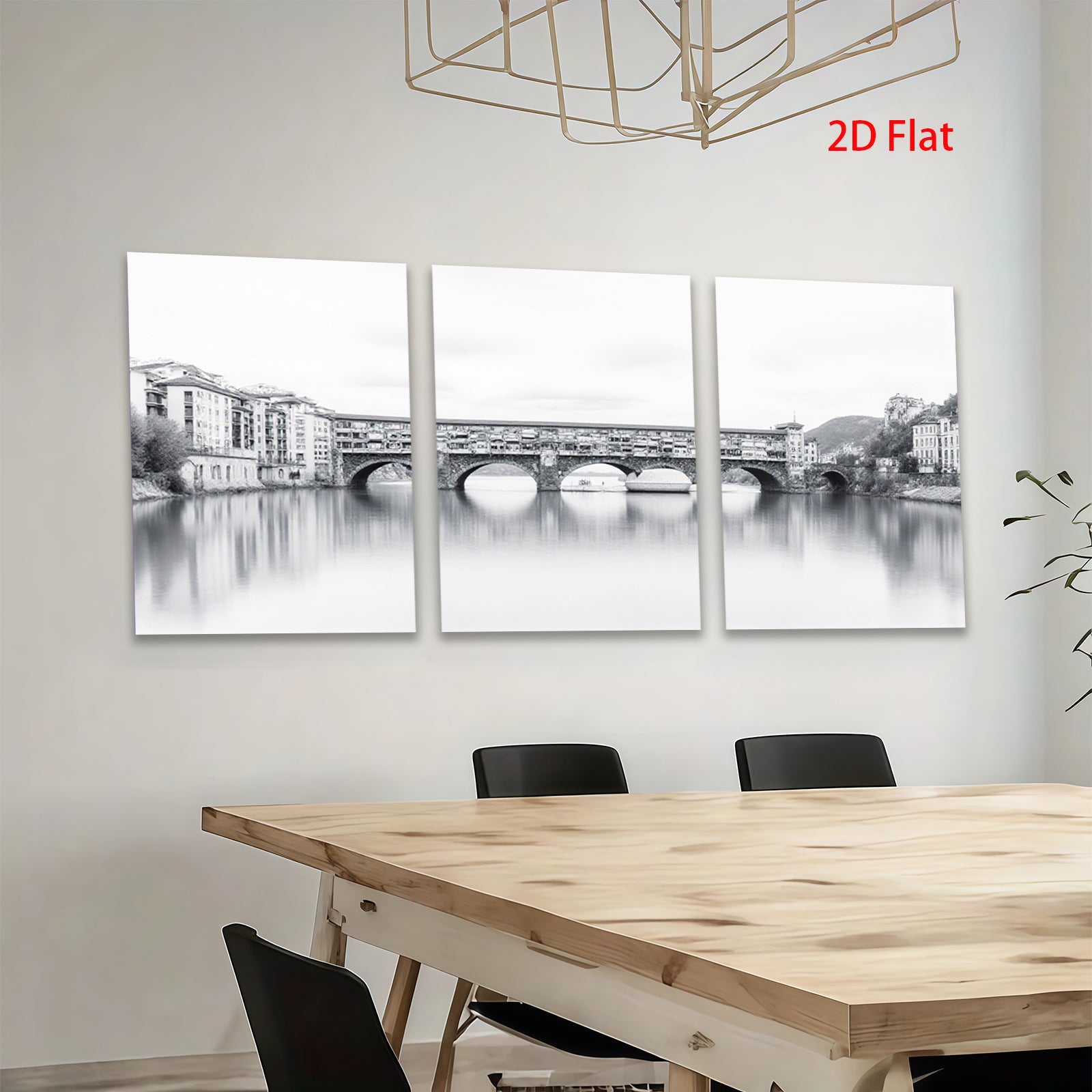 2D flat 1pc Ponte Vecchio Florence Italy scenic waterway reflection wall art living room bedroom decor farmhouse style gallery wrapped canvas prints modern minimalist aesthetic
