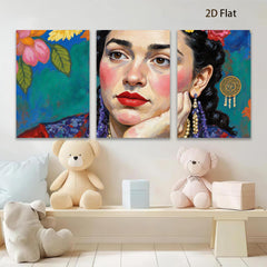 2D flat 1pc Portrait Woman Floral Background Living Room Bedroom Gallery Wrapped Canvas Wall Art Modern Farmhouse Decor Rustic Chic