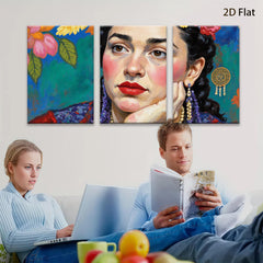 2D flat 1pc Portrait Woman Floral Background Living Room Bedroom Gallery Wrapped Canvas Wall Art Modern Farmhouse Decor Rustic Chic