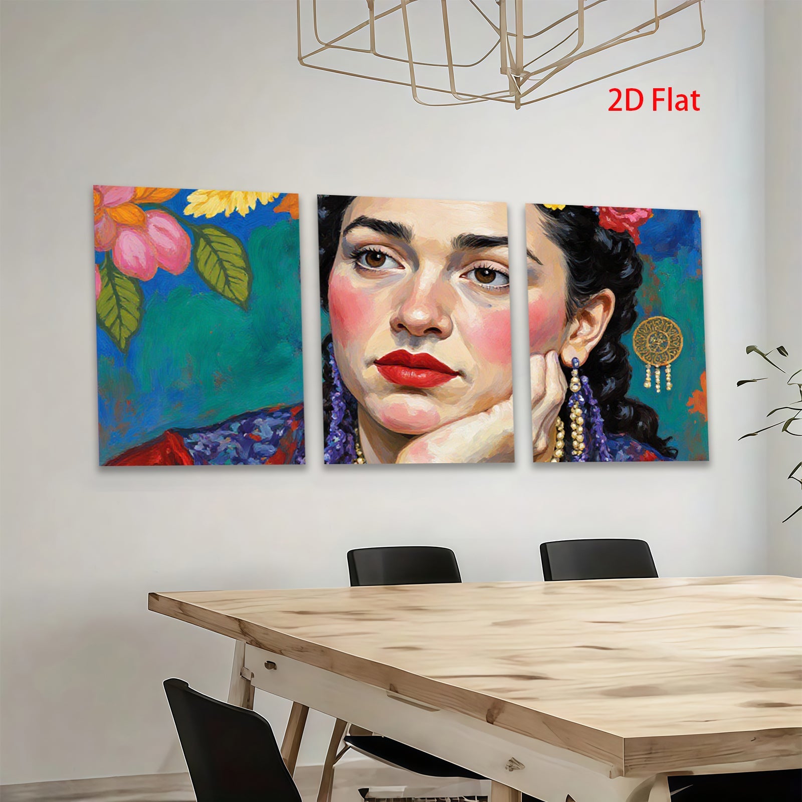 2D flat 1pc Portrait Woman Floral Background Living Room Bedroom Gallery Wrapped Canvas Wall Art Modern Farmhouse Decor Rustic Chic