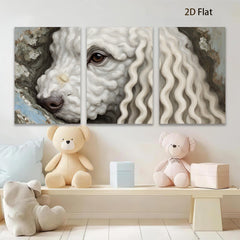 2D flat 1pc Portrait fluffy white poodle charming animal wall art canvas print bedroom living room farmhouse decor gallery wrapped modern minimalist