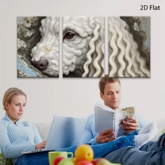 2D flat 1pc Portrait fluffy white poodle charming animal wall art canvas print bedroom living room farmhouse decor gallery wrapped modern minimalist