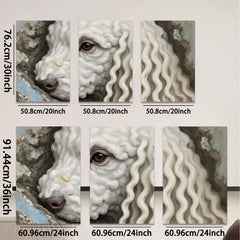 2D flat 1pc Portrait fluffy white poodle charming animal wall art canvas print bedroom living room farmhouse decor gallery wrapped modern minimalist