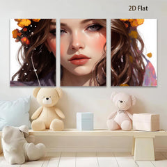 2D flat 1pc Portrait of beautiful woman with floral accents living room bedroom wall art decor modern farmhouse style canvas prints for home