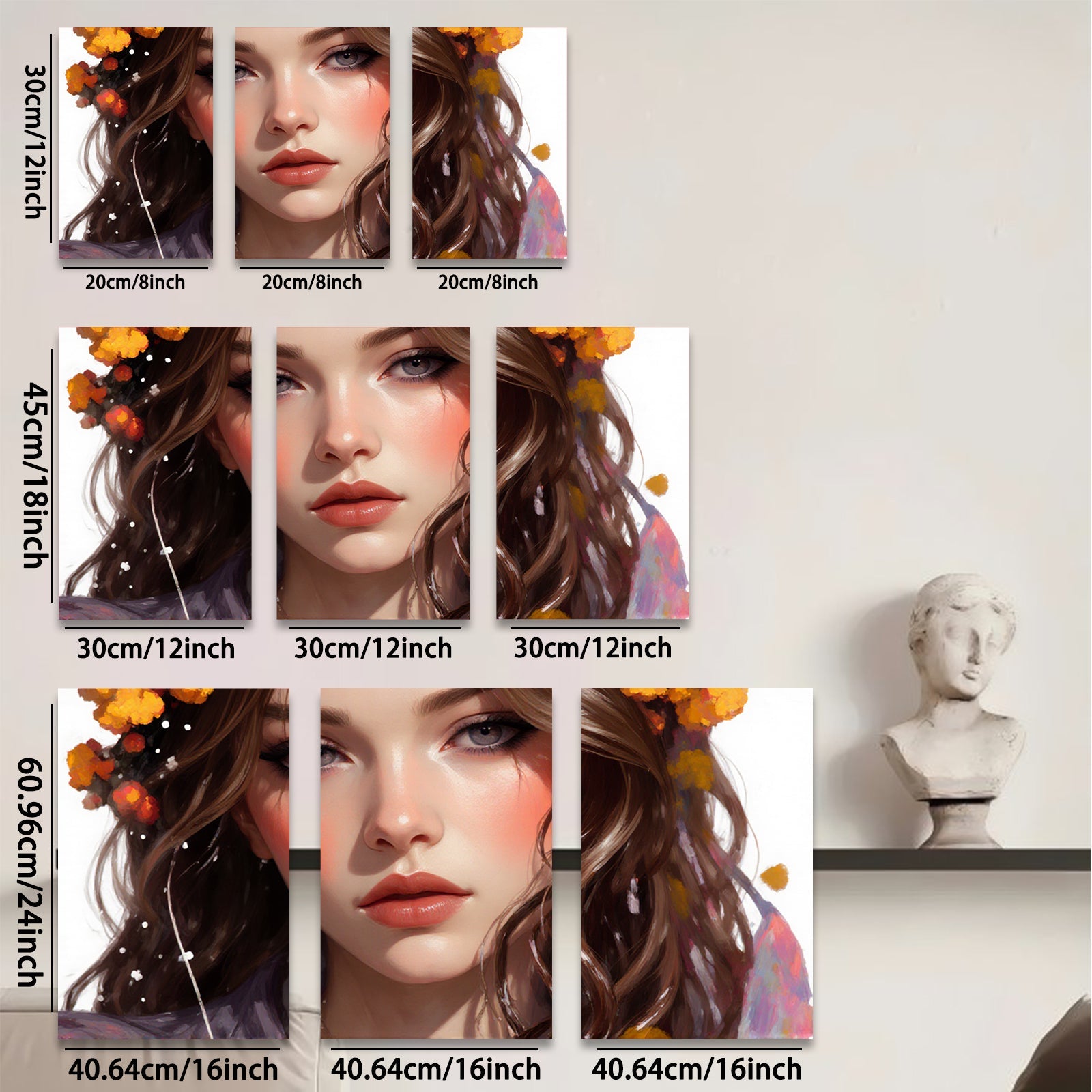 2D flat 1pc Portrait of beautiful woman with floral accents living room bedroom wall art decor modern farmhouse style canvas prints for home
