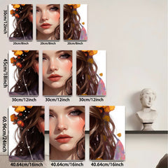 2D flat 1pc Portrait of beautiful woman with floral accents living room bedroom wall art decor modern farmhouse style canvas prints for home
