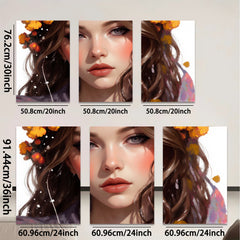 2D flat 1pc Portrait of beautiful woman with floral accents living room bedroom wall art decor modern farmhouse style canvas prints for home