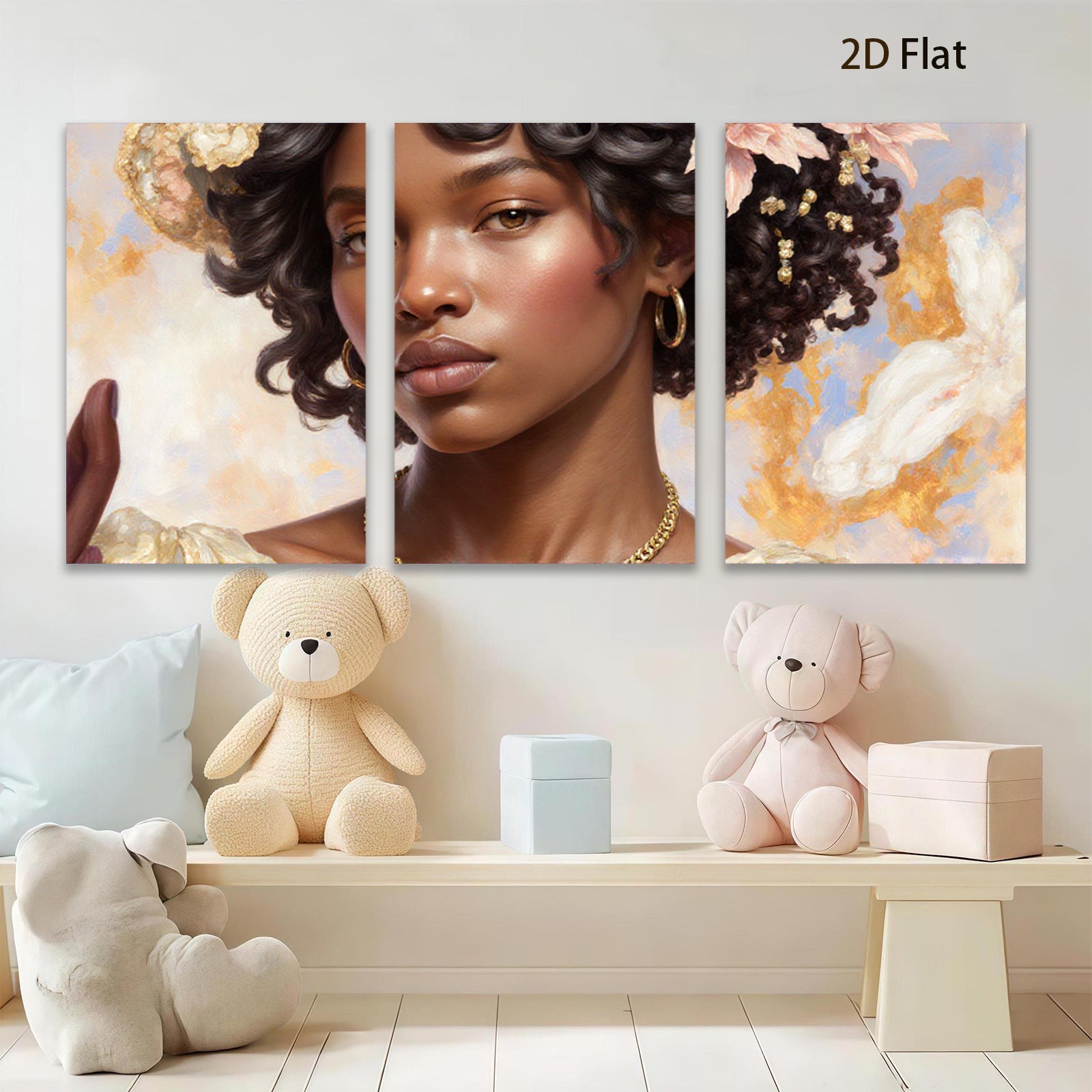 2D flat 1pc Portrait of beautiful woman with floral crown living room bedroom gallery wall art modern farmhouse decor botanical prints