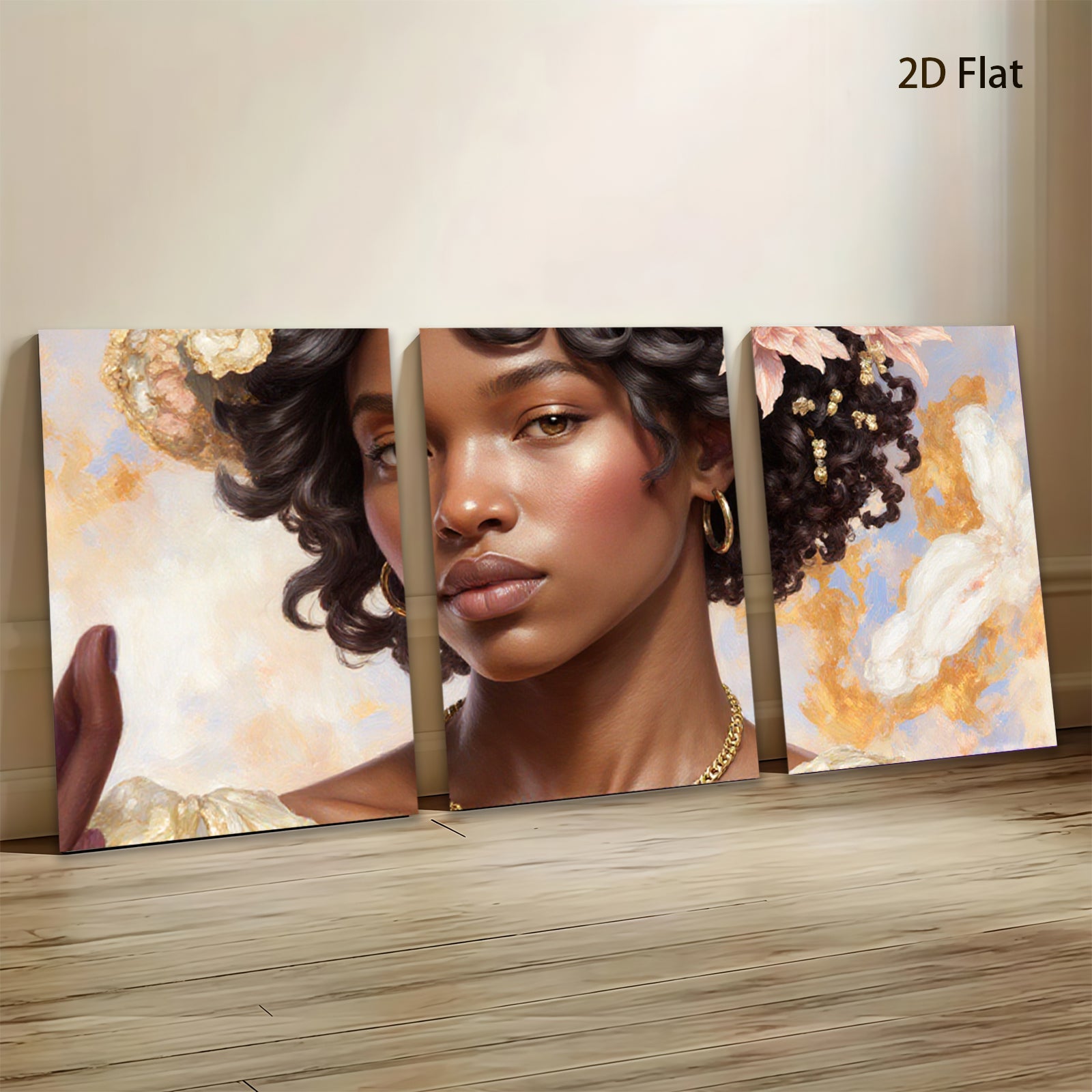 2D flat 1pc Portrait of beautiful woman with floral crown living room bedroom gallery wall art modern farmhouse decor botanical prints