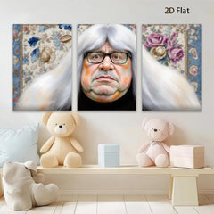 2D flat 1pc Portrait whimsical man floral backdrop living room bedroom gallery wrapped canvas modern farmhouse wall decor