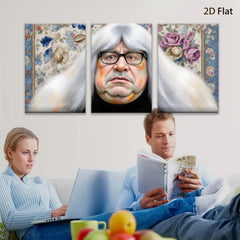 2D flat 1pc Portrait whimsical man floral backdrop living room bedroom gallery wrapped canvas modern farmhouse wall decor