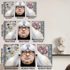 2D flat 1pc Portrait whimsical man floral backdrop living room bedroom gallery wrapped canvas modern farmhouse wall decor