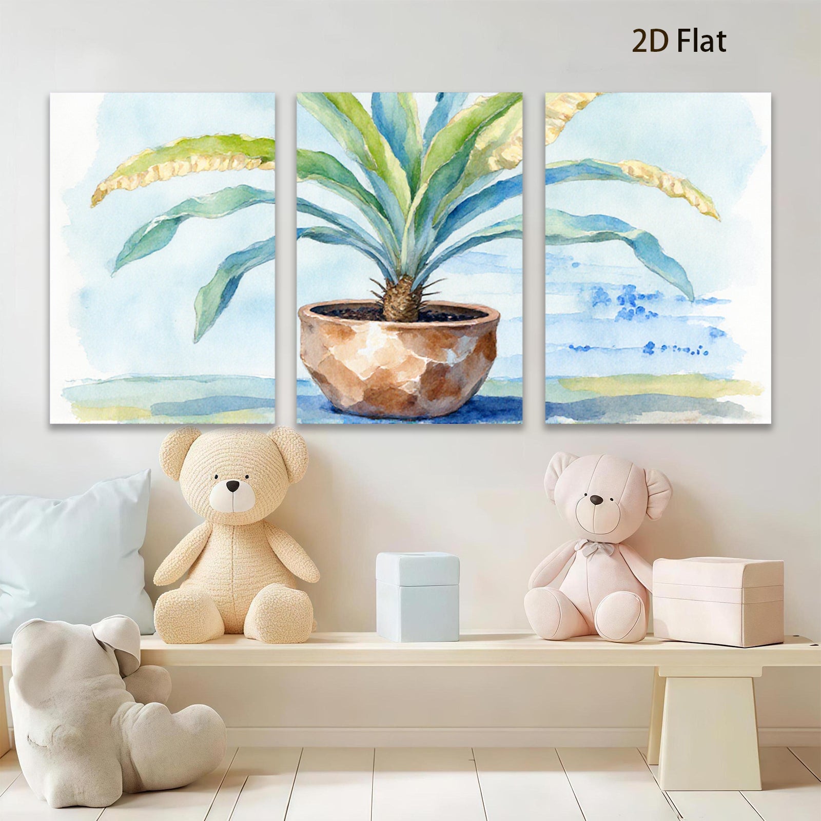 2D flat 1pc Potted Fern Botanical Wall Art Living Room Bedroom Home Decor Farmhouse Style Gallery Wrapped Canvas Prints Modern Minimalist Artwork
