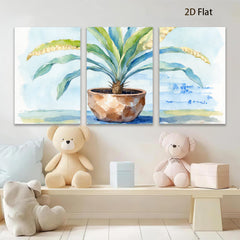 2D flat 1pc Potted Fern Botanical Wall Art Living Room Bedroom Home Decor Farmhouse Style Gallery Wrapped Canvas Prints Modern Minimalist Artwork